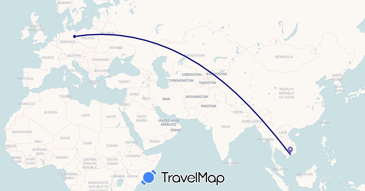 TravelMap itinerary: driving in Germany, Vietnam (Asia, Europe)